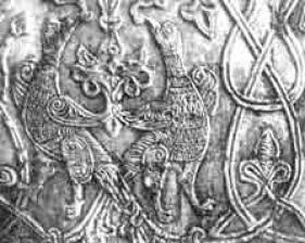 Птицы Оглядышки. Из их хвостов  выросли въющиеся растения.